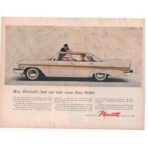 1960 Plymouth Fury Magazine Advertisement Vintage Classic Car Automobilia V-800